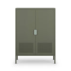Adel - Buffet haut 2 portes en métal H 110 cm - Vert - 2