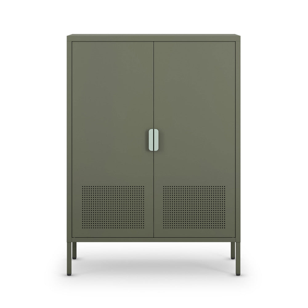 Adel - Buffet haut 2 portes en métal H 110 cm - Vert - 2