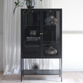 Adare - Buffet haut 2 portes en verre trempé et métal H160cm - Noir - 1