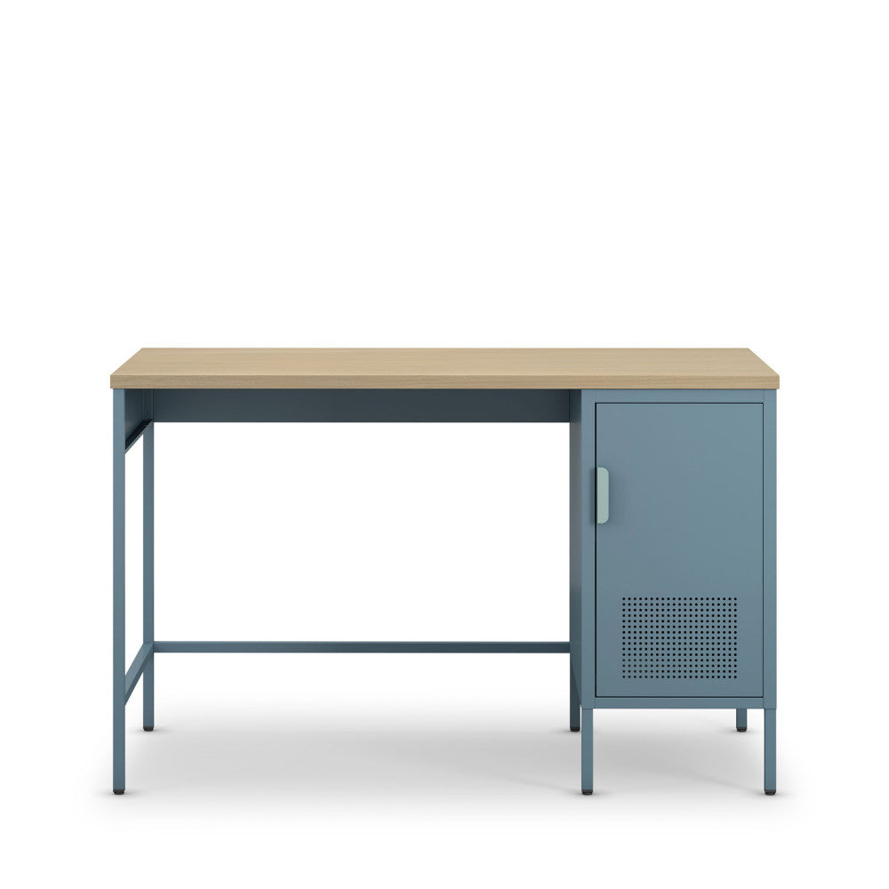 Adel - Bureau 1 porte en métal L120cm - Bleu glacier - 2