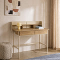 Copa - Bureau 2 tiroirs en bois et métal L100cm - Beige - 1