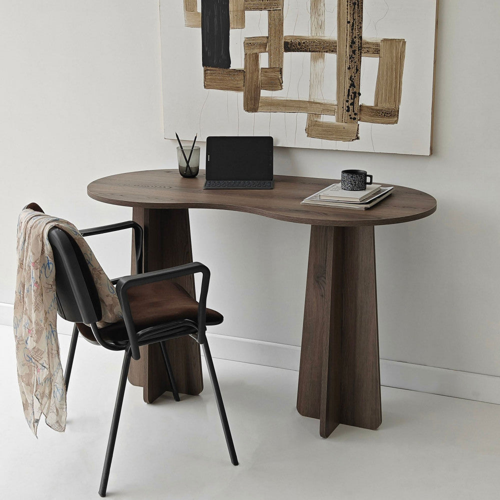 Lina - Bureau en bois L120cm - Bois foncé - 1