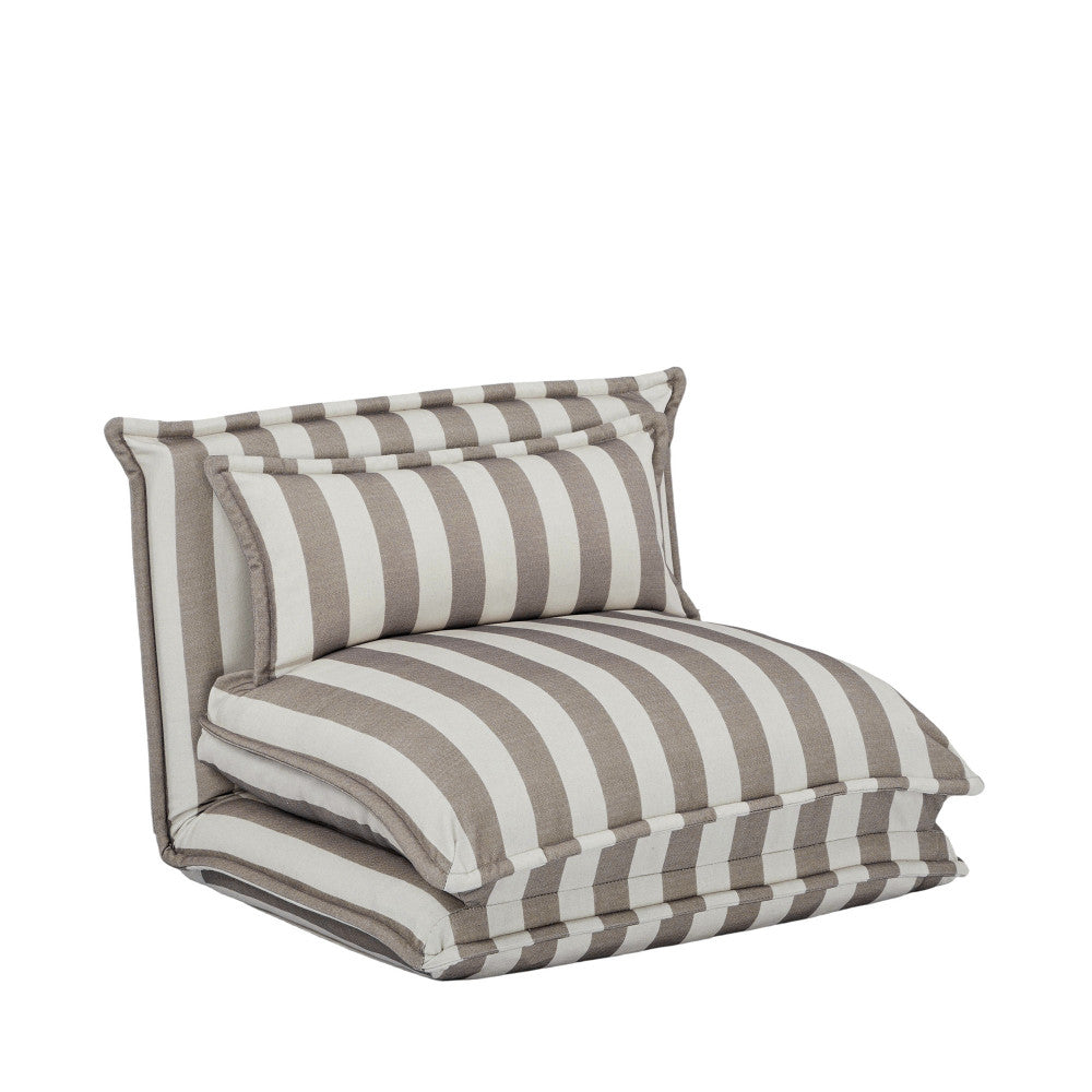 Nala - Chauffeuse convertible 1 place en tissu rayé - Beige - 2