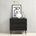 Rinto - Commode 3 tiroirs en bois et métal L80cm - Noir - 1