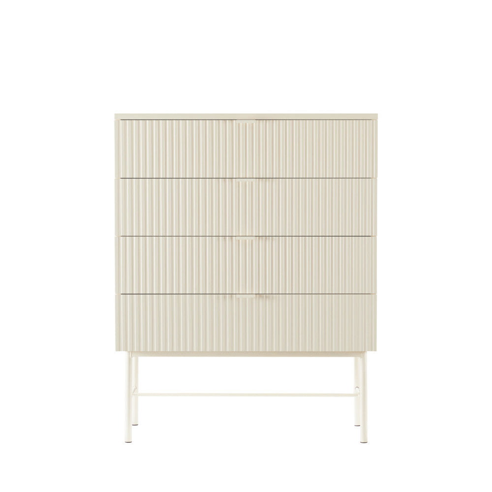 Molly - Commode 4 tiroirs en bois et métal L79cm - Crème - 2