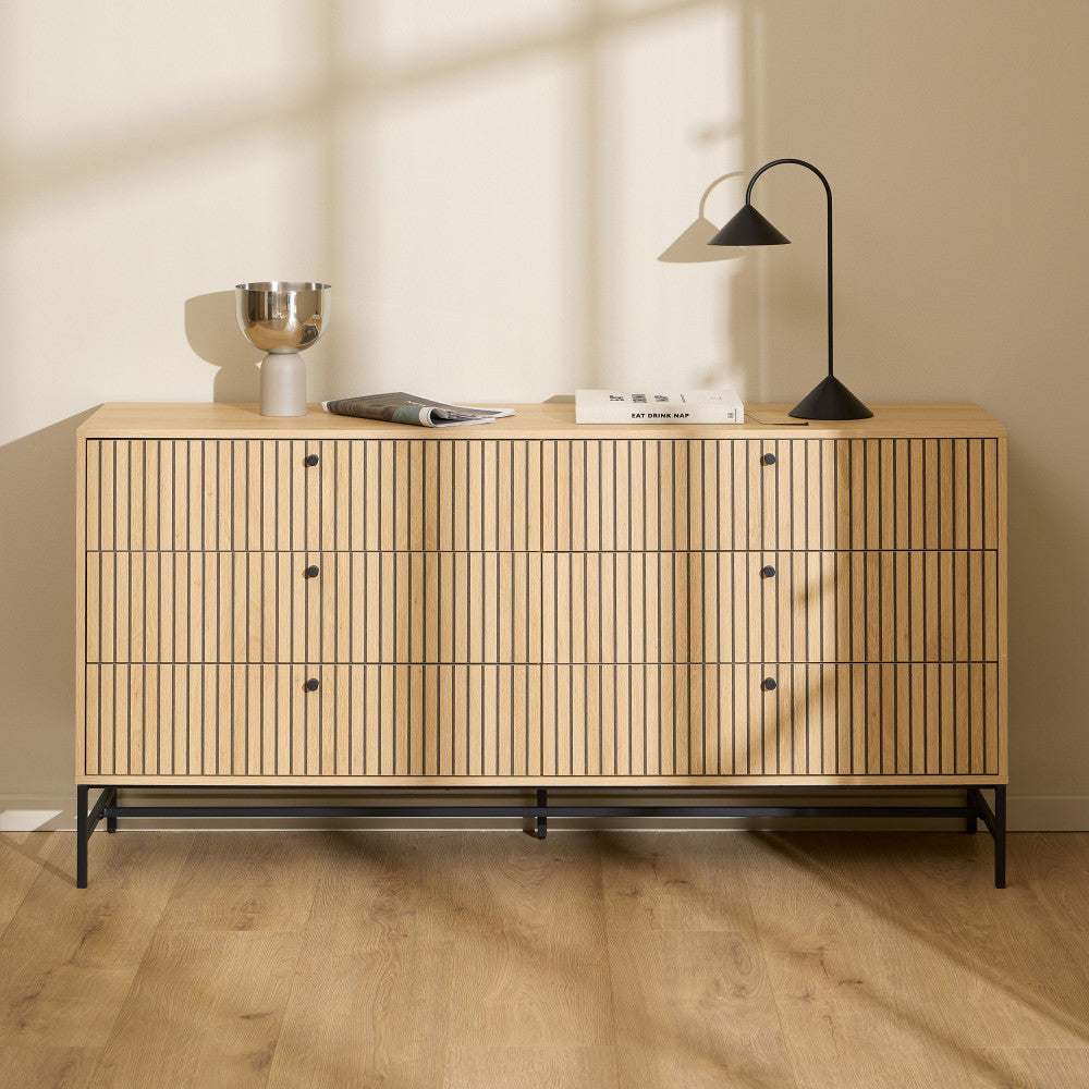 Storo - Commode 6 tiroirs en bois L157.9cm - Bois clair - 1