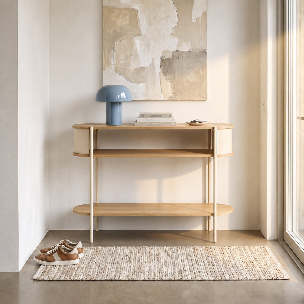 Paco - Console en bois et métal L100cm - Beige - 1
