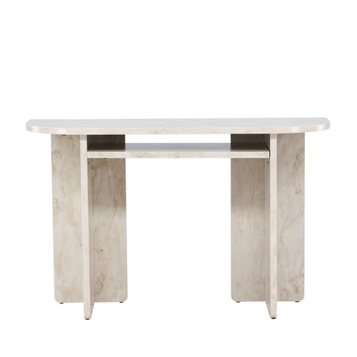 Alesund - Console aux bords arrondis effet marbre L120cm - Beige - 2