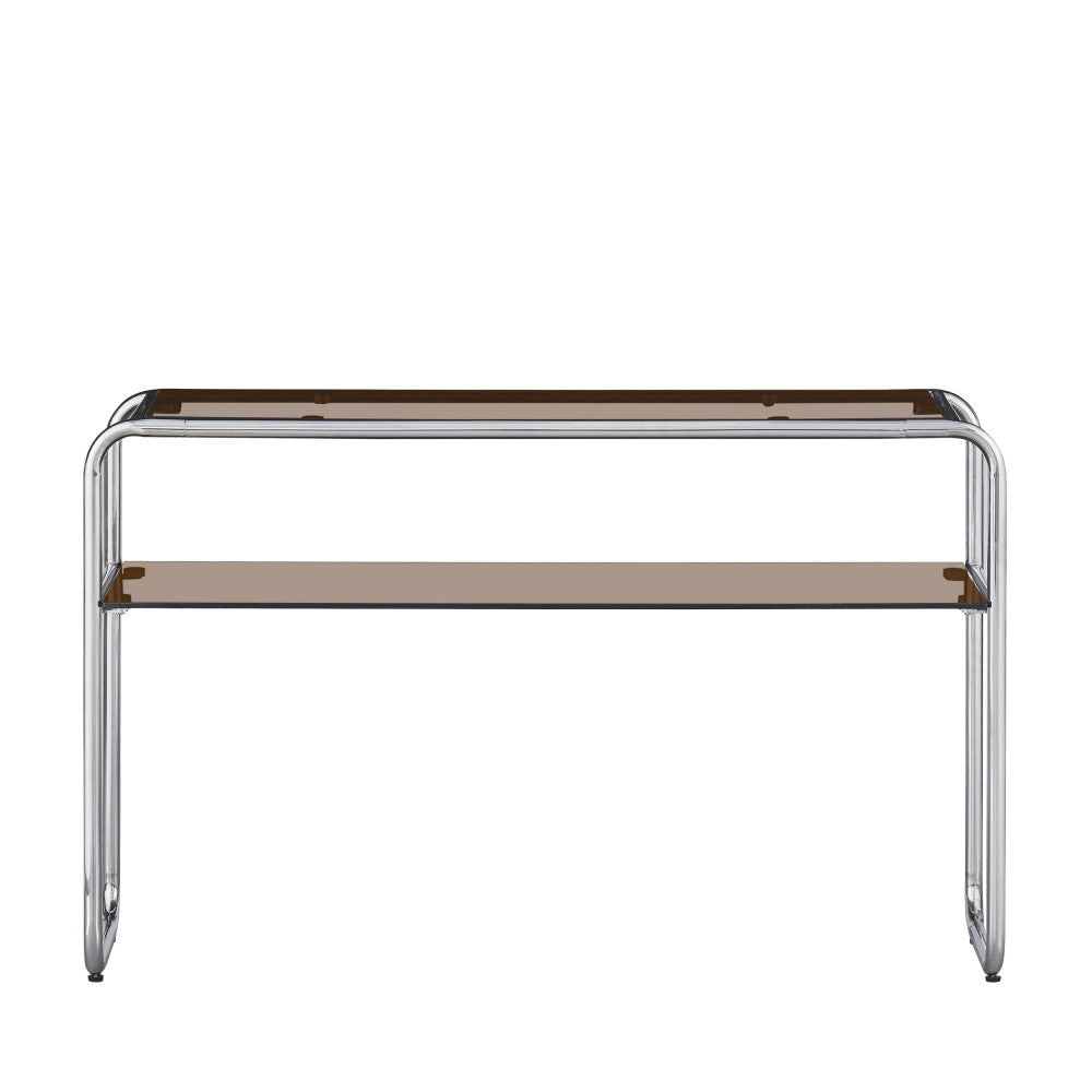 Delio - Console en verre et pieds chrome L 120 cm - Verre ambré - 2