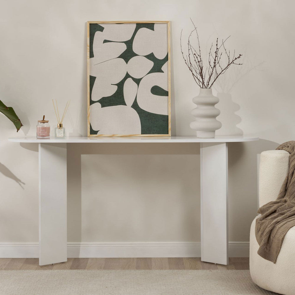 Sam - Console ovale en bois L150cm - Blanc - 1
