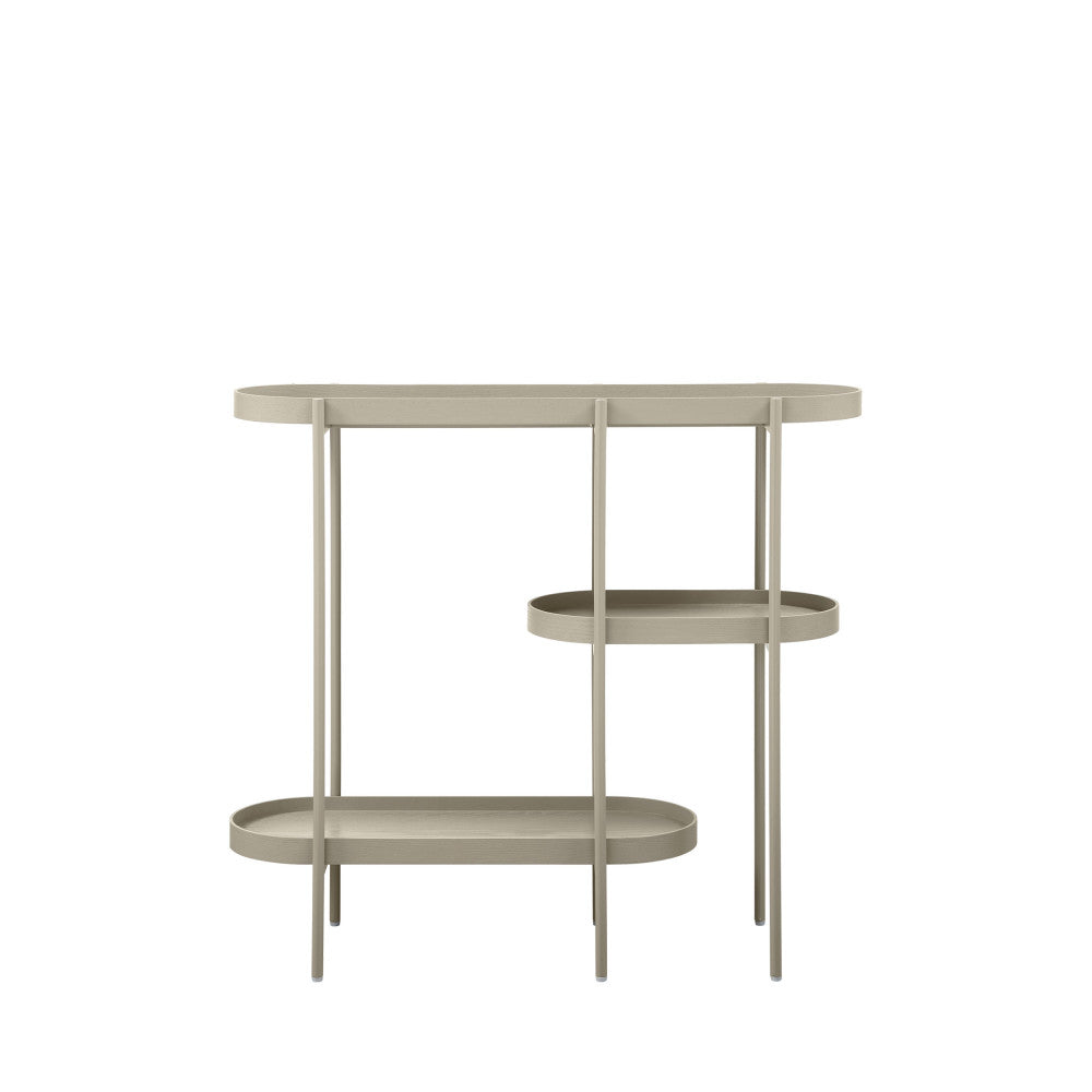Noan - Console ovale en bois et métal L90cm - Beige - 2
