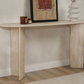 Sam - Console ovale en effet travertin L150cm - Beige - 1