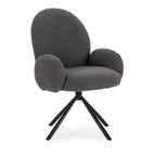 Douro - Chaise de bureau en tissu bouclette et métal - Gris foncé - 2