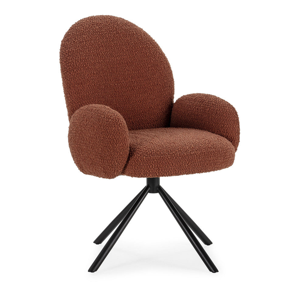 Douro - Chaise de bureau en tissu bouclette et métal - Rouille - 2