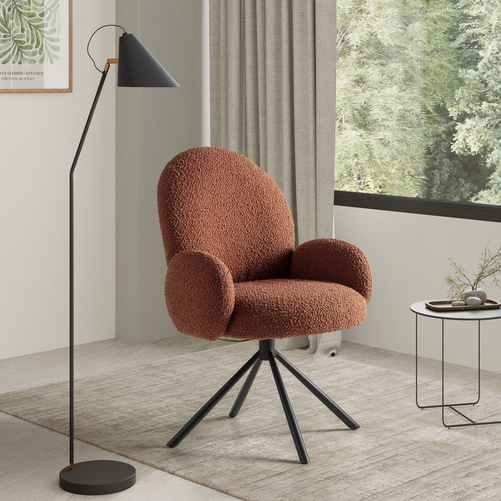 Douro - Chaise de bureau en tissu bouclette et métal - Rouille - 1