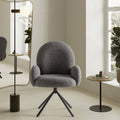 Douro - Chaise de bureau en tissu bouclette et métal - Gris foncé - 1