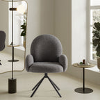 Douro - Chaise de bureau en tissu bouclette et métal - Gris foncé - 1