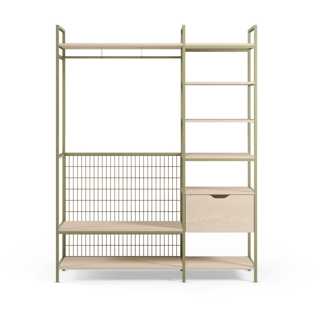 Aqaba - Dressing ouvert modulable 2 éléments en métal et bois L140xH179,5cm - Vert - 2