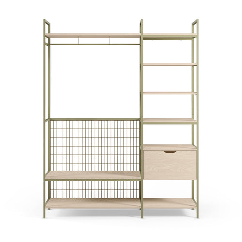 Aqaba - Dressing ouvert modulable 2 éléments en métal et bois L140xH179,5cm - Vert - 2