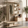Aqaba - Dressing ouvert modulable 2 éléments en métal et bois L140xH179,5cm - Vert - 1