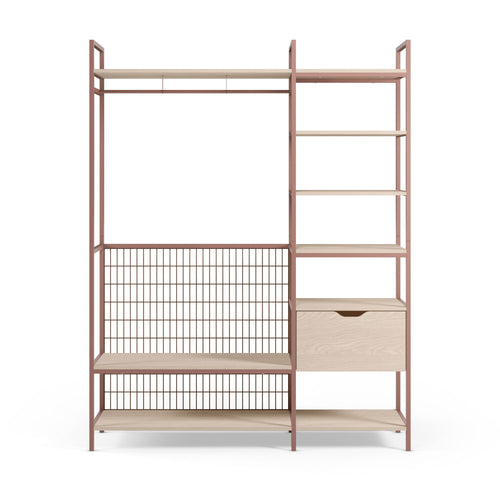 Aqaba - Dressing ouvert modulable 2 éléments en métal et bois L140xH179,5cm - Terracotta - 2