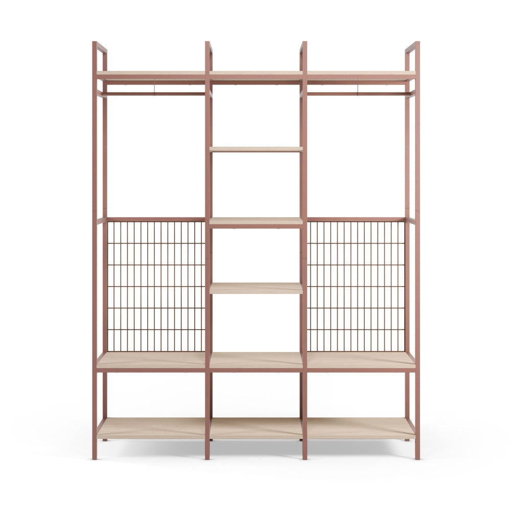 Aqaba - Dressing ouvert modulable 3 éléments en métal et bois L140xH179,5cm - Terracotta - 2