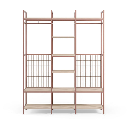 Aqaba - Dressing ouvert modulable 3 éléments en métal et bois L140xH179,5cm - Terracotta - 2