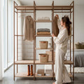 Aqaba - Dressing ouvert modulable 3 éléments en métal et bois L140xH179,5cm - Terracotta - 1