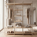 Aqaba - Dressing ouvert modulable 3 éléments en métal et bois L140xH179,5cm - Beige - 1