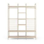 Aqaba - Dressing ouvert modulable 3 éléments en métal et bois L140xH179,5cm - Beige - 2