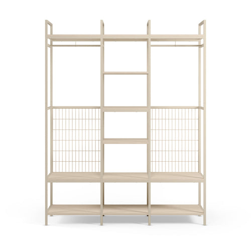 Aqaba - Dressing ouvert modulable 3 éléments en métal et bois L140xH179,5cm - Beige - 2
