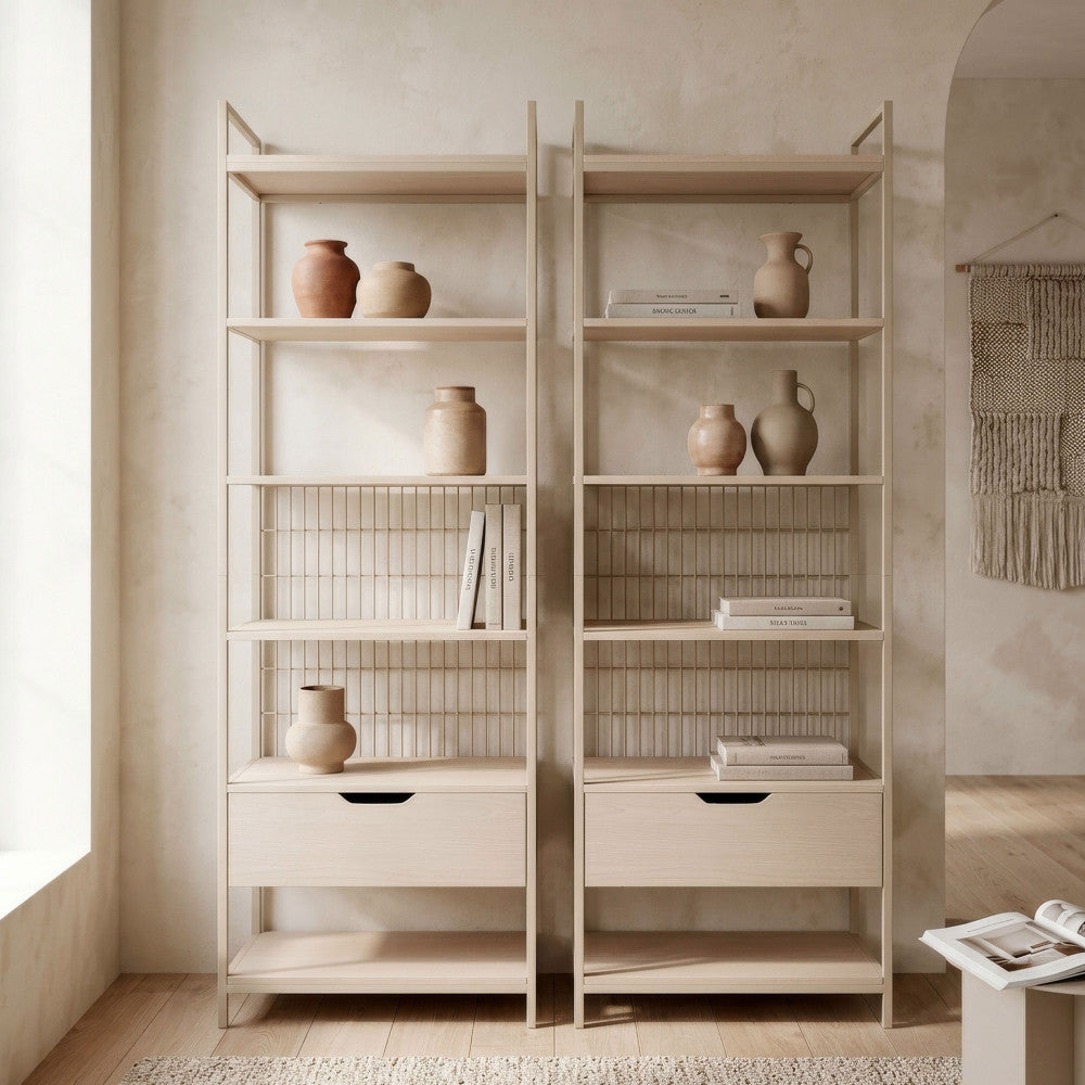 Aqaba - Dressing ouvert modulable en métal et bois L60xH179,5cm - Beige - 1