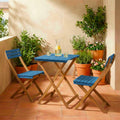 Dana - Ensemble table de jardin pliante bistrot et 2 chaises en bois - Bleu - 1