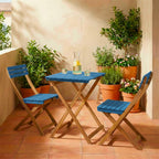 Dana - Ensemble table de jardin pliante bistrot et 2 chaises en bois - Bleu - 1