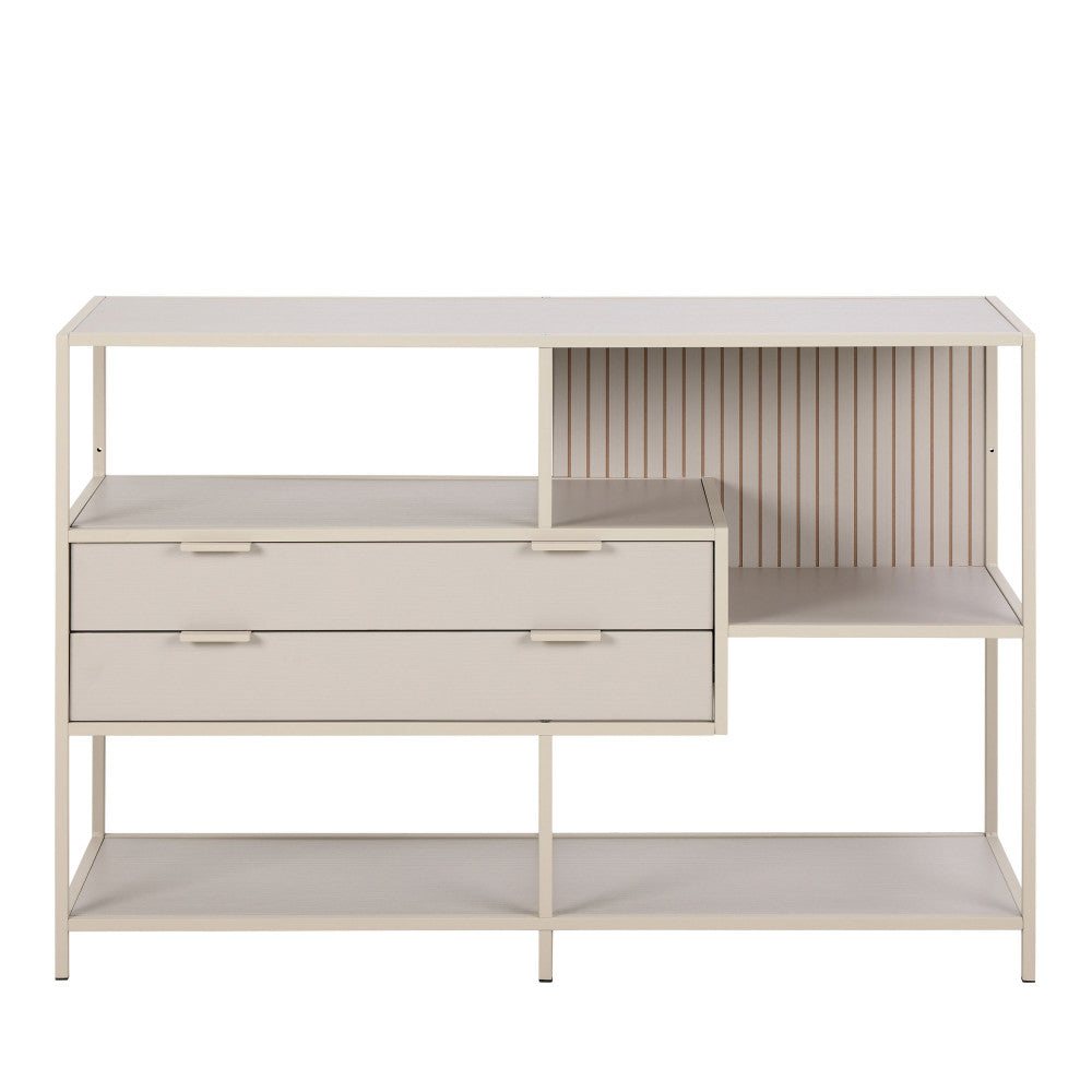 Hexa - Étagère 2 tiroirs en métal L114cm - Beige - 2
