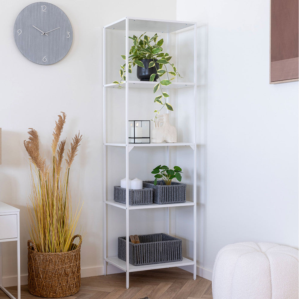 Vita - Etagère en bois et métal blanc 51x170cm - Blanc - 1