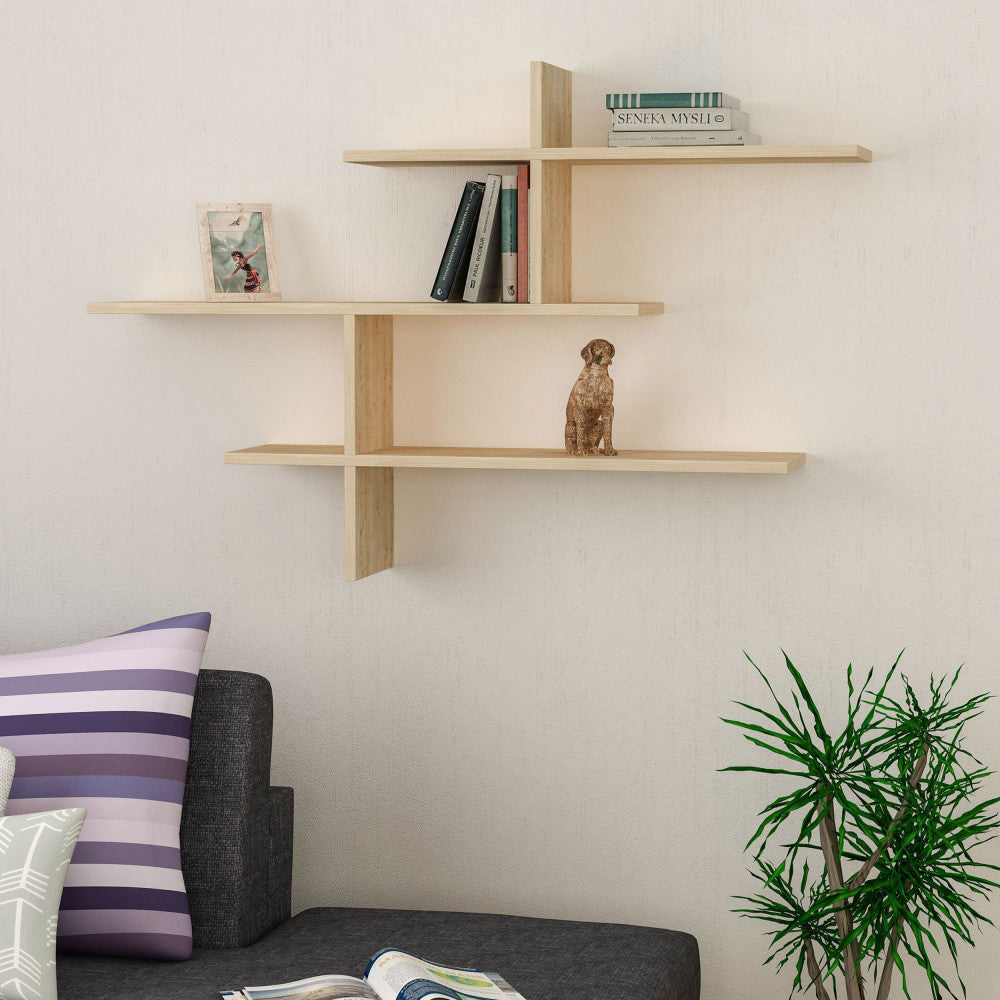 Lio - Étagère murale en bois L123cm - Bois clair - 1