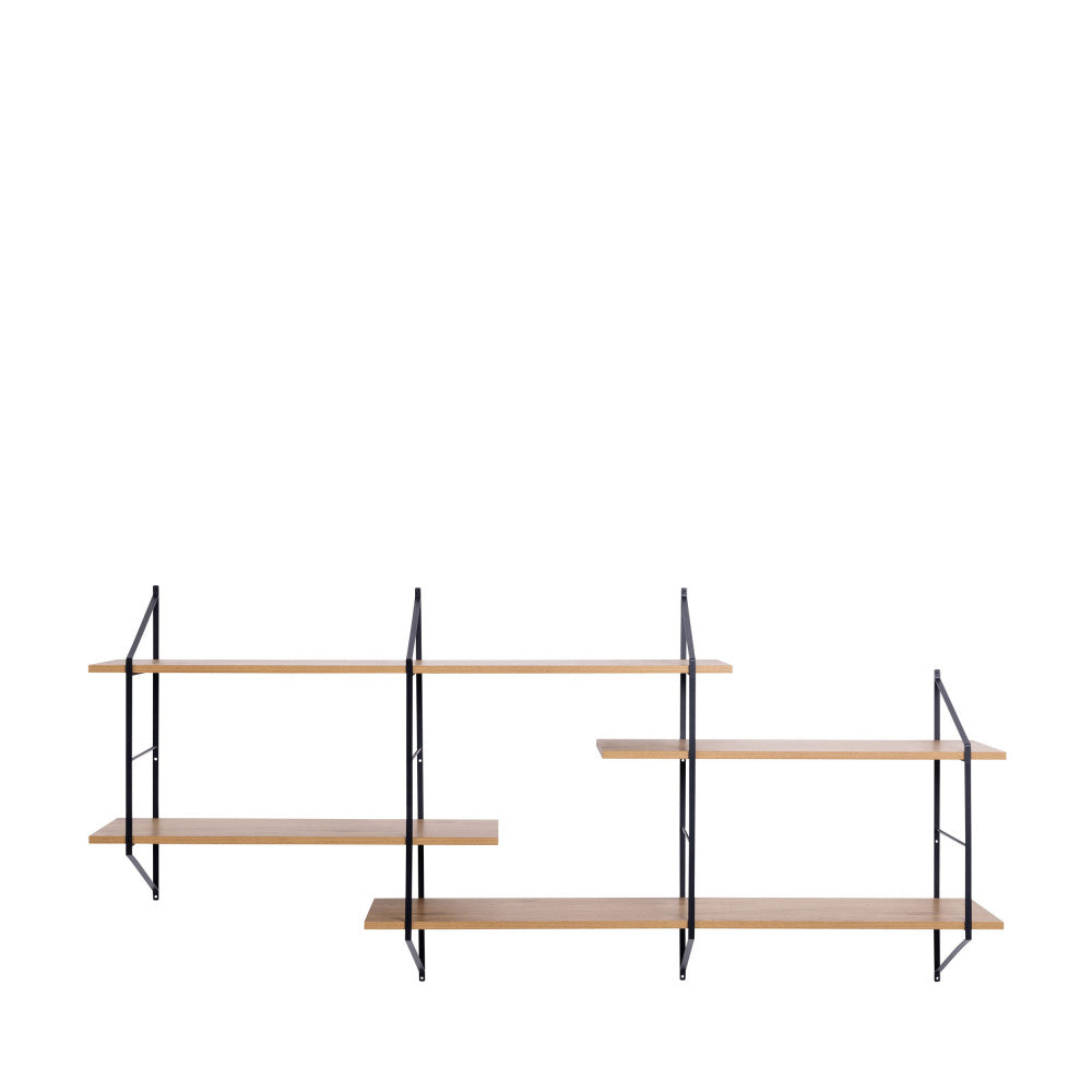 Tocro - Etagère murale en bois et métal L191cm - Bois clair - 2