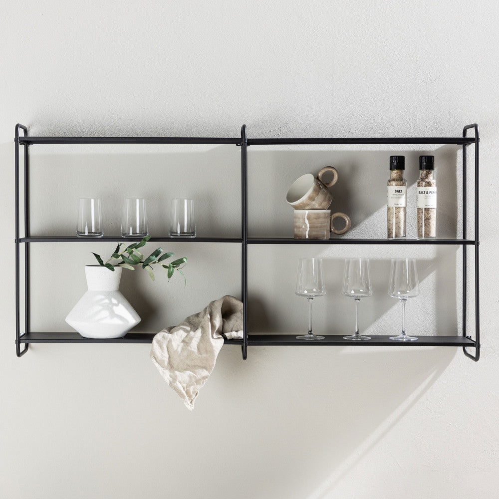 Lyon - Étagère murale en métal L122cm - Noir - 1