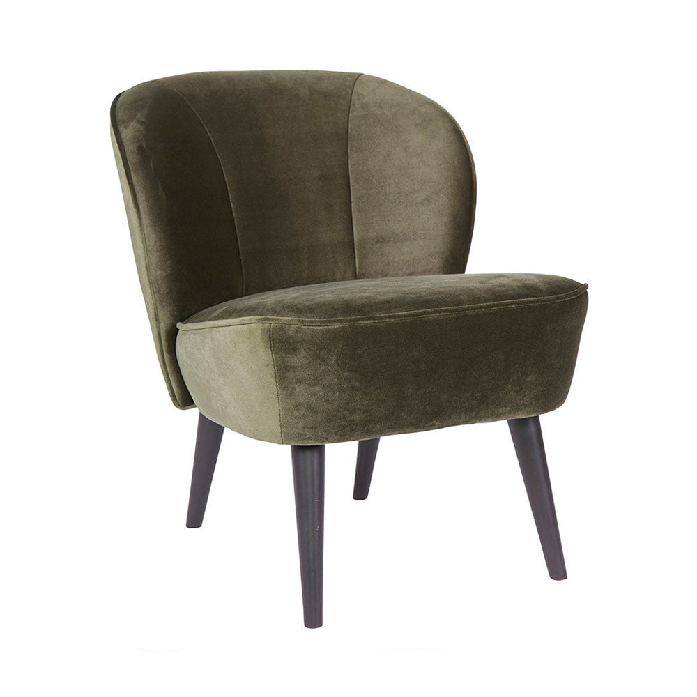 Sara - Fauteuil cocktail en velours - Vert kaki - 1