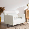 Belushi - Fauteuil convertible en tissu bouclette - Ecru - 1