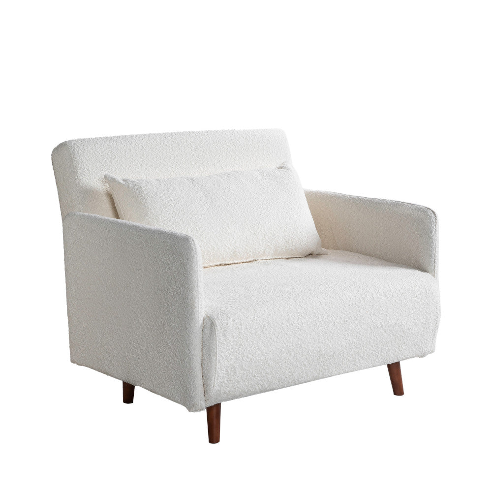 Belushi - Fauteuil convertible en tissu bouclette - Ecru - 2