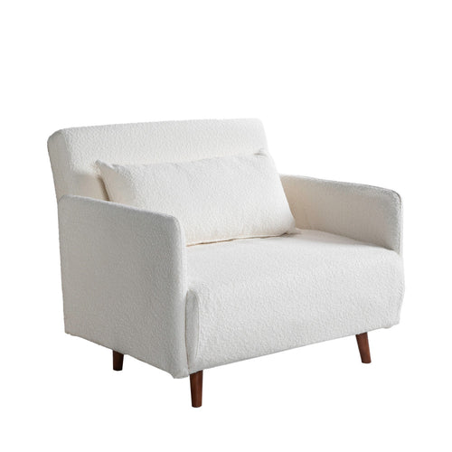Belushi - Fauteuil convertible en tissu bouclette - Ecru - 2