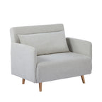 Belushi - Fauteuil convertible en tissu pieds bois clair - Beige - 2
