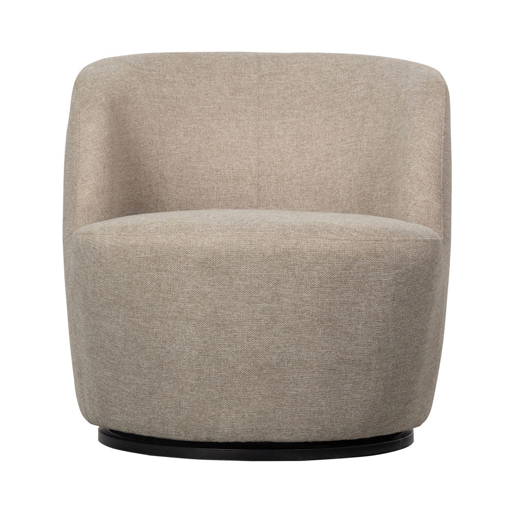 Serra - Fauteuil pivotant design en tissu - Naturel - 2
