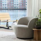 Serra - Fauteuil pivotant design en tissu - Naturel - 1