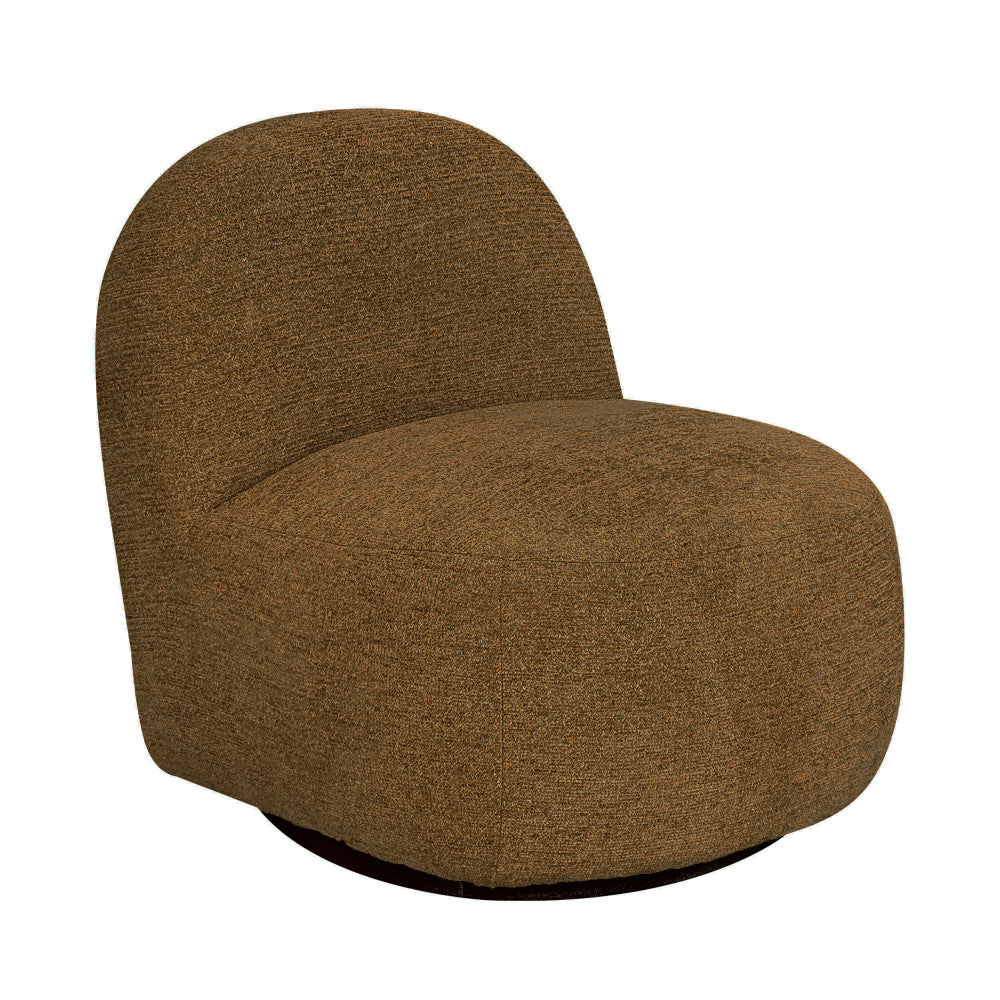 Groovy - Fauteuil pivotant en tissu chenille côtelé - Marron chiné - 2