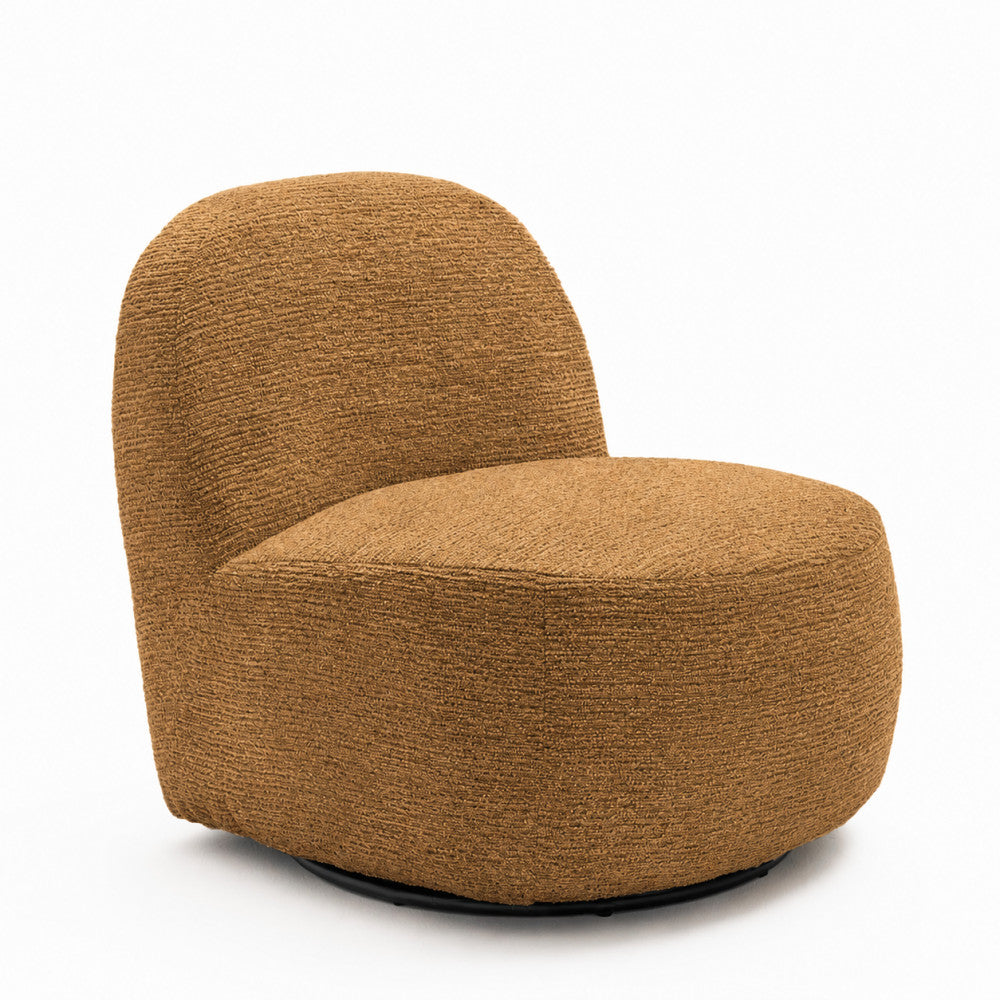 Groovy - Fauteuil pivotant en tissu chenille côtelé - Jaune moutarde - 2