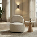 Groovy - Fauteuil pivotant en tissu chenille côtelé - Ecru - 1
