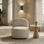 Groovy - Fauteuil pivotant en tissu chenille côtelé - Ecru - 1